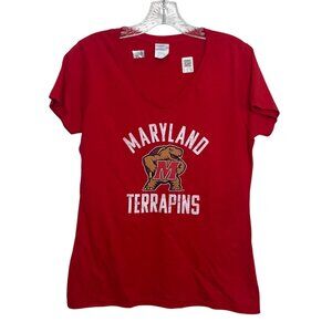 Maryland Terrapins Tshirt Womens Small Red Vneck Fanwear